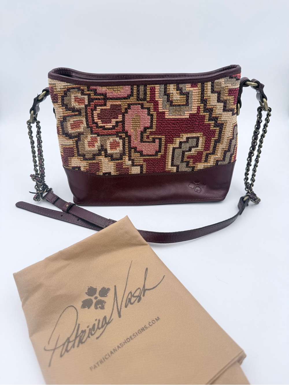 Patricia Nash Salvina Crossbody Bag Peruvian Tapestry Red Excellent W/ Dust Bag
